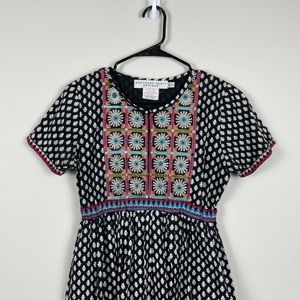 Gretchen Scott Design Black and White Dress With Neckline Embroidery - Picture 6 of 7